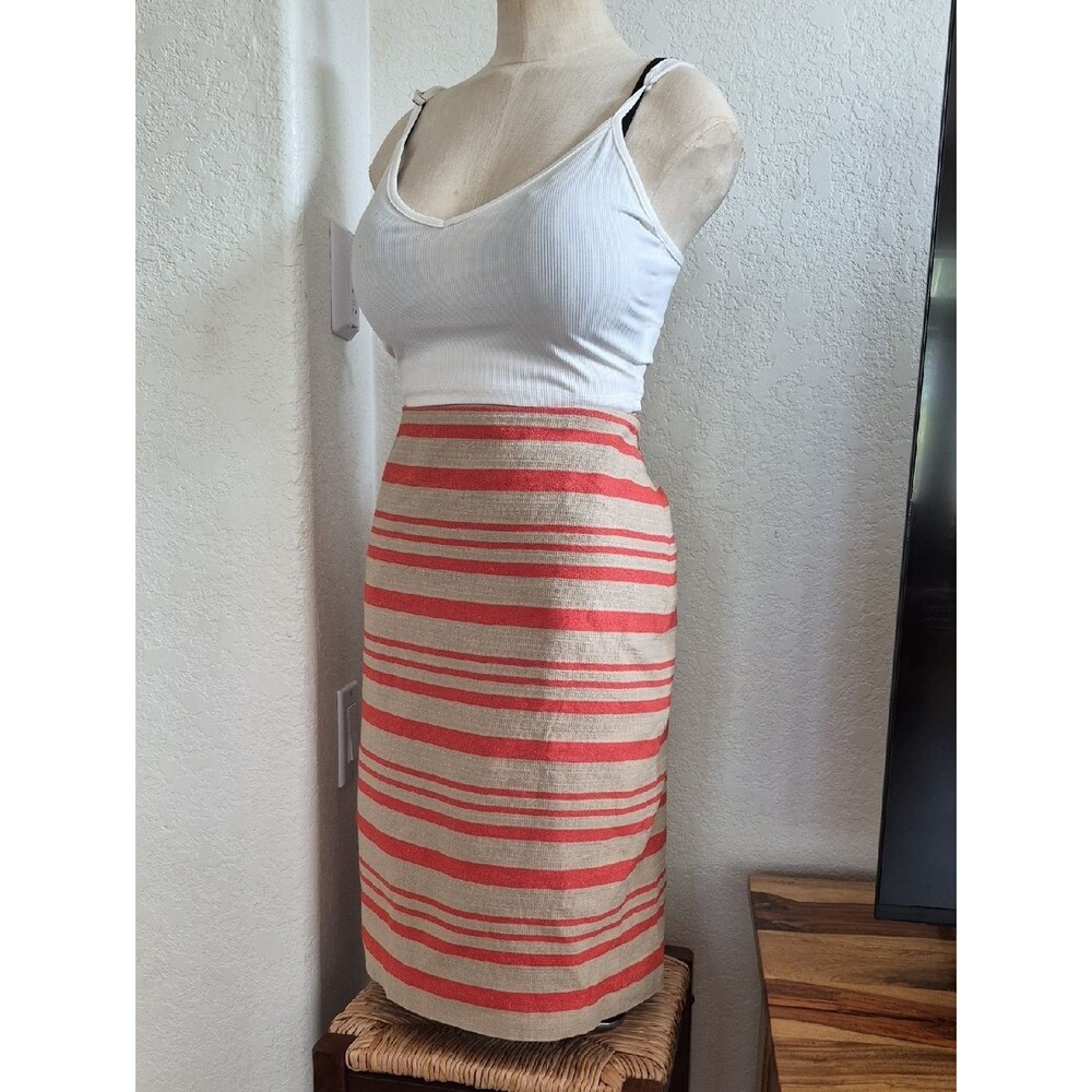 Talbots Y2k- Linen & Cotton Blend, Textured Stripe Skirt Sz 10